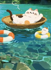 桂林阳朔县查看详情水上新宠“猫猫船”广西桂林阳朔县先导河喵喵码头，因码头旁边的山形状酷似小猫而得名。身着猫咪图案服装的筏工站在船上，稳稳地划动船桨，绘制了许多可爱猫咪图案的簸箕船缓慢飘荡。